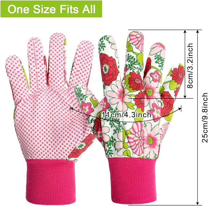 Ainiv Floral Gardening Gloves for Women/Ladies, Non-Slip Garden Work Gloves,Breathable Yard Work Glove Light Working Gloves