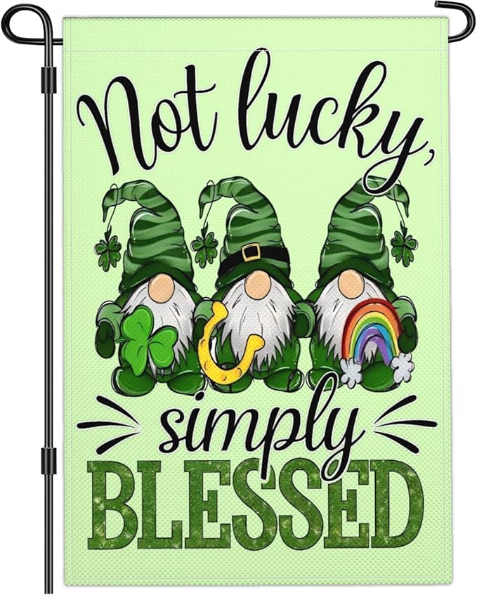 Happy St Patricks Day Garden Flag St Patrick's Day Yard Sign Garden Flags for Outside 12x18 Double Sided Shamrock Lucky Irish Blessing Signs Outdoor Decorations