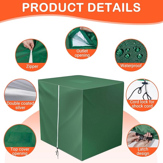 IBC Tote Cover, Outdoor Water Tank Covers Waterproof, 275 Gallon for 420D 1000L Garden Water Tank and Rain Barrel (Green)
