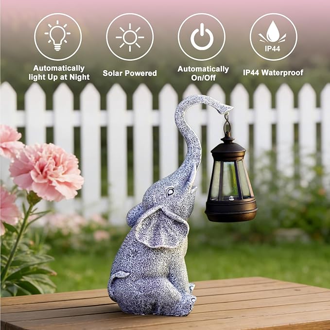 Goodeco Elephant Statue for Garden Decor with Gift Appeal - Ideal Gifts for Women, Mom or Birthdays, Beautifully Crafted Outdoor & Home Decor to Wow Your Guests (11" Elephant)