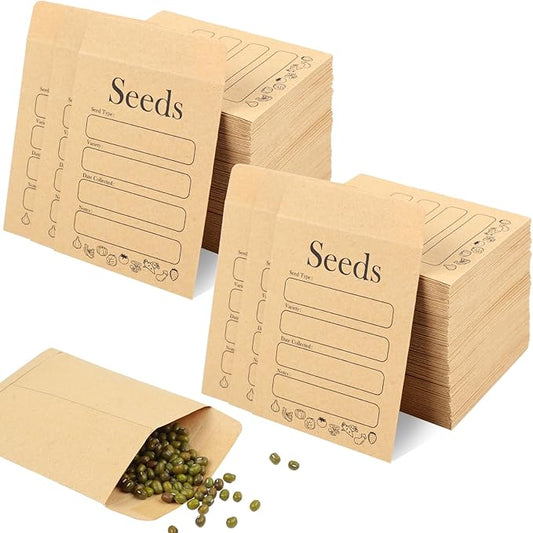 Joyberg 156 PCS Seed Envelopes 3.15”x 4.72”, Seed Packets Envelopes Kraft Seeds Saving Envelope, Self Sealing Seeds Storage Mini Envelope for Flower Vegetable