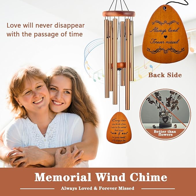 Memorial Gifts, Sympathy Wind Chimes Memorial Wind Chimes for Loss of Loved One Prime, Sympathy Gift, Bereavement/Remembrance Gifts in Memory of Loved One Mother Father, 30" Wooden