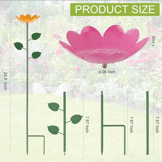 Bee Watering Station with Larger Capacity, 4 Pack Colorful Bee Water Feeder, Durable Metal Butterfly Bee Baths for Garden, Bee Cups with Flower Design for Outdoor Garden Decor