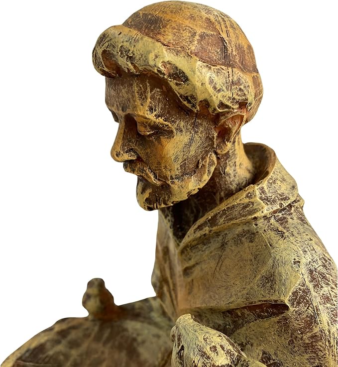 St. Francis of Assisi Garden Statue, Spiritual Bird Feeder, Blessing of Animals Decorative Accent for Outdoor Spaces, St. Francis Statue Souvenirs for Patron Saint of Animals, Franciscan Decor