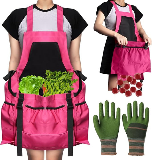Gardening Apron Fruit Picking Bag, Harvesting Pouch with Quick Release Pocket, Vegetable Harvest Picking Bag