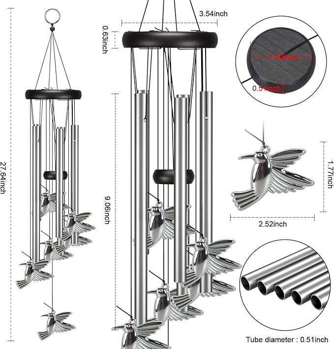 Windchimes Outdoors Clearance, Door Chime Wind Chimes for Outside Sympathy Wind Chimes for Patio Decoration, Garden Decor. Zen Garden Decor（Hummingbird）