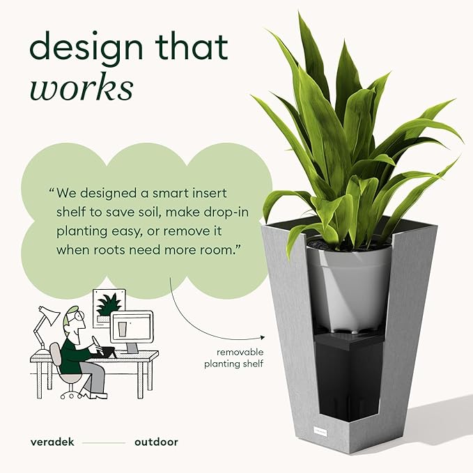 Veradek V-Resin Indoor/Outdoor Taper Planter, 2-Pack (26 inch, Grey)