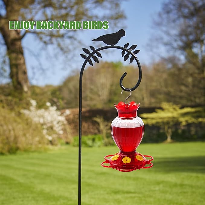 Hummingbird Feeder 20 oz Glass Hummingbird Feeders for Outdoors, with Built-in Ant Guard and Bee Proof - 6 Feeding Ports - Wide Mouth for Easy Filling/2 Part Base for Easy Cleaning