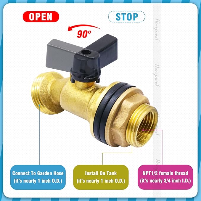 GHT 3/4 rain barrel spigot kit, brass water spigot accessories for 5/25/50/55 gallon bucket, garden hose adapter bulkhead fitting and diy rain barrel kit
