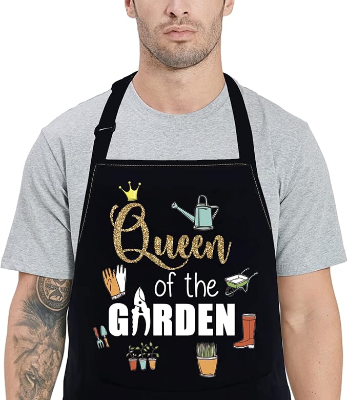POFULL Gardening Apron Queen of the Garden Apron Gardener's Gift Ladies Gardening Gift