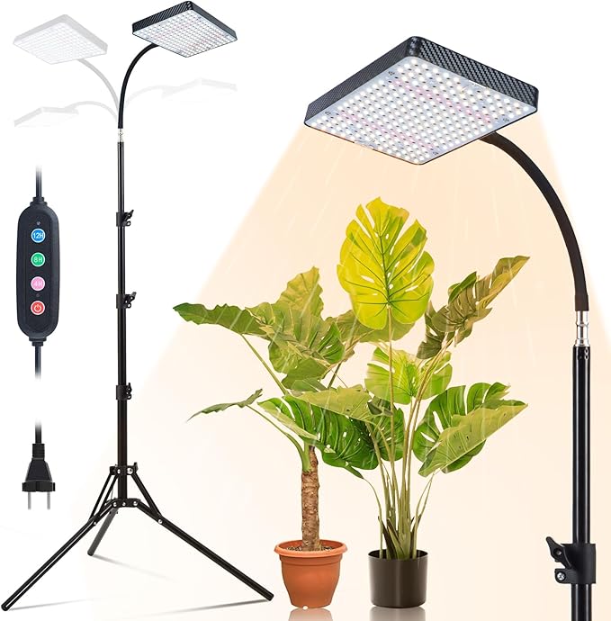 2026 Grow Light with Stand for Indoor Tall Plants, Bonsai Tree, 4/8/12/16/20H Timer, Bright Natural Sunlight Full Spectrum, 25 Watt Power Draw, NO Need Adapter, 24"-64" Height Adjustable