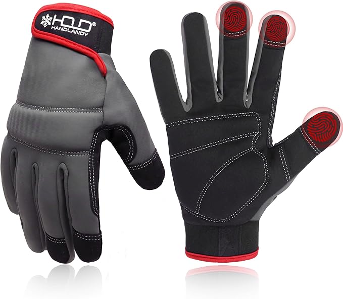 HANDLANDY Work Gloves for Men & Women, Utility Mechanic Working Gloves Touch Screen, Flexible Gardening Gloves for Yard