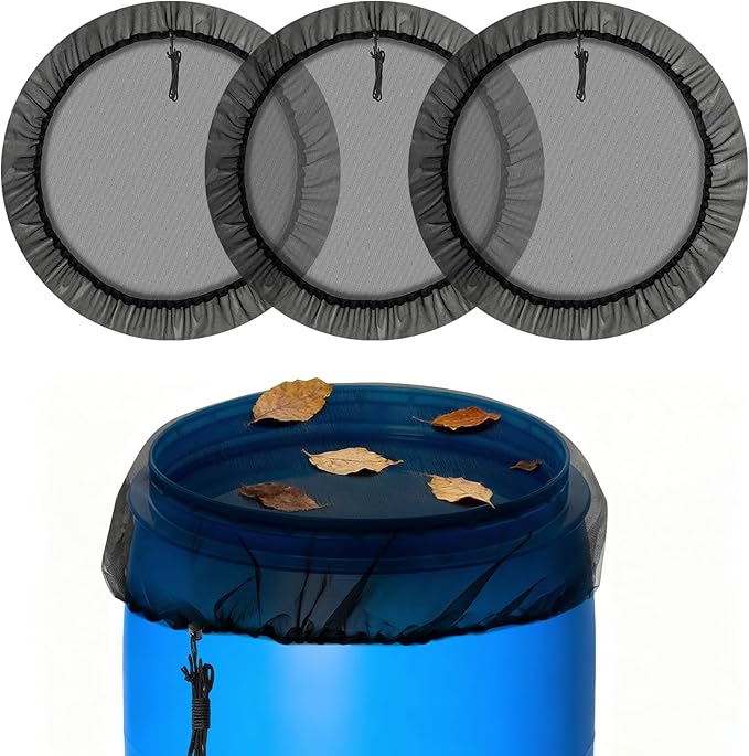 Mesh Cover for Rain Barrels - 3pcs 39in Rain Barrel Netting with Drawstring, Water Collection Buckets Tank Protector Screen for Preventing Fallen Leaves in Outdoor Garden Eaves