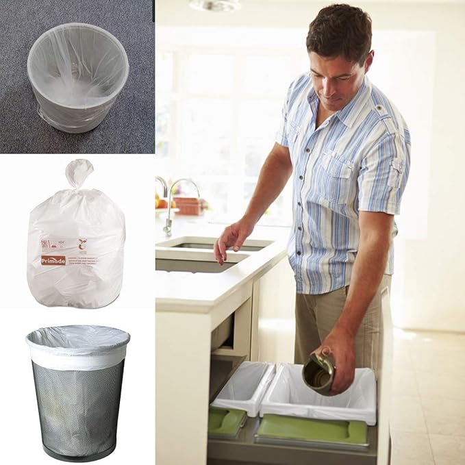 Primode Compostable Bags, 2.6 Gallon Food Scraps Yard Waste Bags, 100 Count, Extra Thick 0.71 Mil. ASTMD6400 Compost Bags Small Kitchen Trash Bags, Certified By BPI And TÜV AUSTRIA