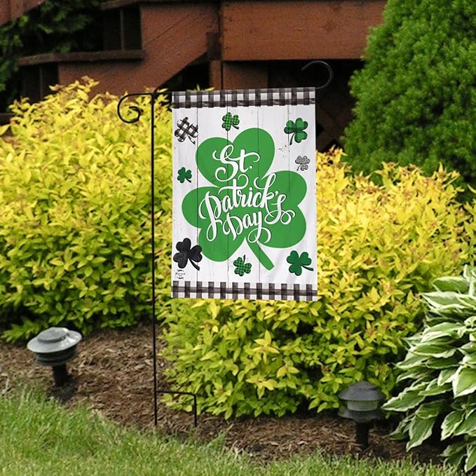 Checkered St. Pat's Shamrocks Garden Flag 12.5" x 18" Briarwood Lane