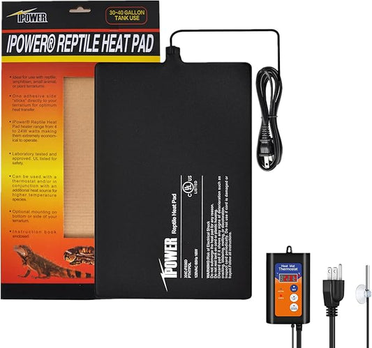 iPower 8X12 Inch Reptile Heat Pad Under Tank Heater Terrarium Warmer Heating Mat and Digital Thermostat Controller for Turtles Lizards Frogs and Other Small Animals