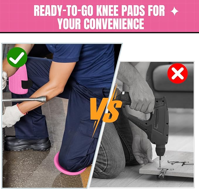 Gardening Knee Pads for Women and Men Lightweight Waterproof Foam Knee Pads for Gardening and Housework with Adjustable Hook'n'Loop Straps(Pink)