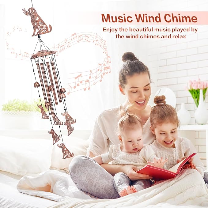 Dog Wind Chimes Outdoor Dog Gifts for Women/Men/Mom/Grandma/Wife/Friends Birthday Gifts Memorial Gift Metal WindChimes for Outside/Indoors, Home, Lawn, Porch, Patio, Garden Decor, Yard Decorations
