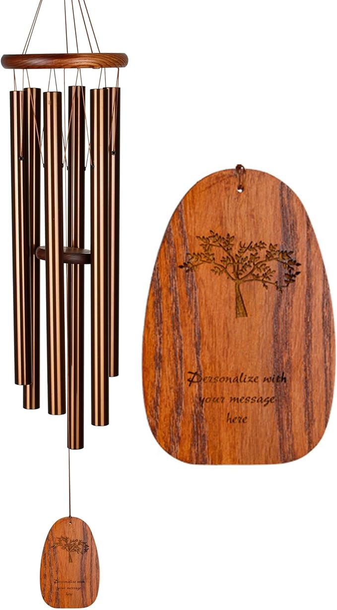 Woodstock Wind Chimes Personalized Amazing Grace Memorial Chime for Outside 40'' Large Bronze Sympathy Customized Tree of Life Inspirational Wind Chime for Outdoor Patio Home Garden Decor (P-AGLBR16)