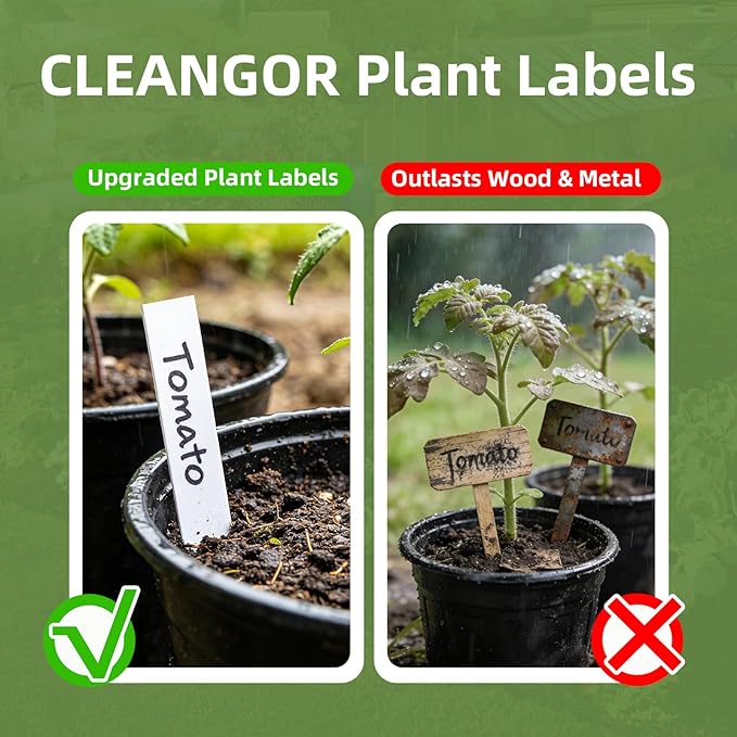 1000Pcs Plant Labels with Marker Pen, 4" Plant Tags for Garden Waterproof, Reusable Plastic Plant Markers Garden Labels for Seedlings, Vegetables, Flowers, Gardening Organization Kit