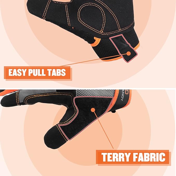 HANDLANDY Work Gloves for Men & Women, Utility Mechanic Working Gloves Touch Screen, Flexible Gardening Gloves for Yard