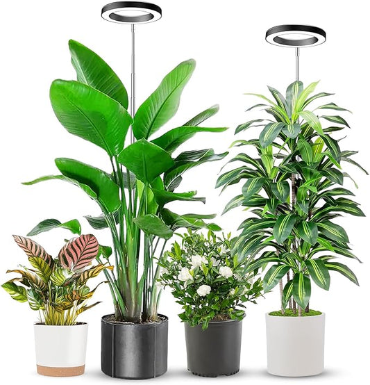 6.3in Grow Light, 80LED Full Spectrum Plant Light for Indoor Growing, Height Adjustable 10"-65", Auto Timer 6/12/16H, 3 Optional Spectrums, Idea for Large Plant, 5V, Black, 2 Pack