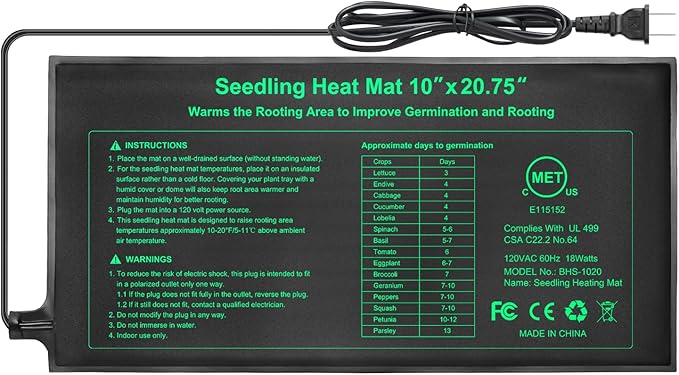 Bestio Seedling Heat Mat 10 x 20.75 in Waterproof Heat Mats for Seed Starting Seed Heating Mat for Seedling Germination,Hydroponic Plant