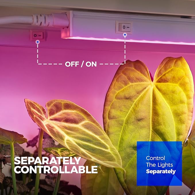 Barrina T5 Grow Lights, Full Spectrum, 2ft 80W (8 x 10W, 500W Equivalent), T5 LED Grow Light Bulbs, Plant Lights for Indoor Plants, Greenhouse, Plug and Play, Pink, 8-Pack