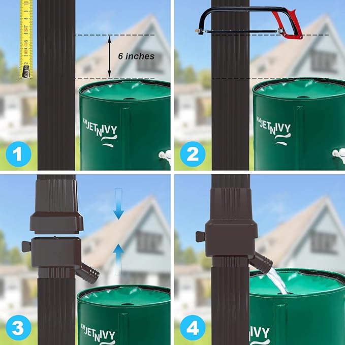 Rainwater Collection System,for 2"X3"Downspout Diverter with Adjustable Collection Capacity, Rain Barrel Diverter Kit RainWater Catching
