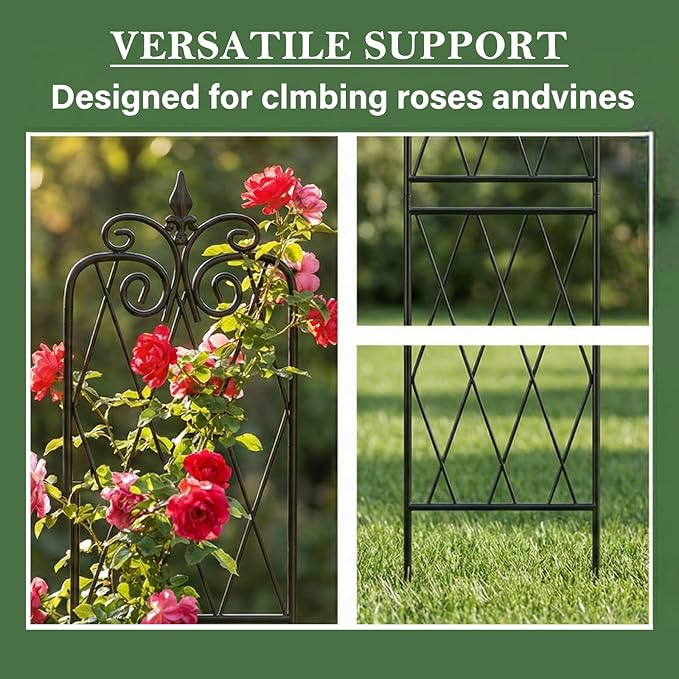 2 Pack 71" H x15 W Trellis,Black Garden Trellis for Climbing Plants Outdoor Metal Frame Sturdy Trellis for Rose