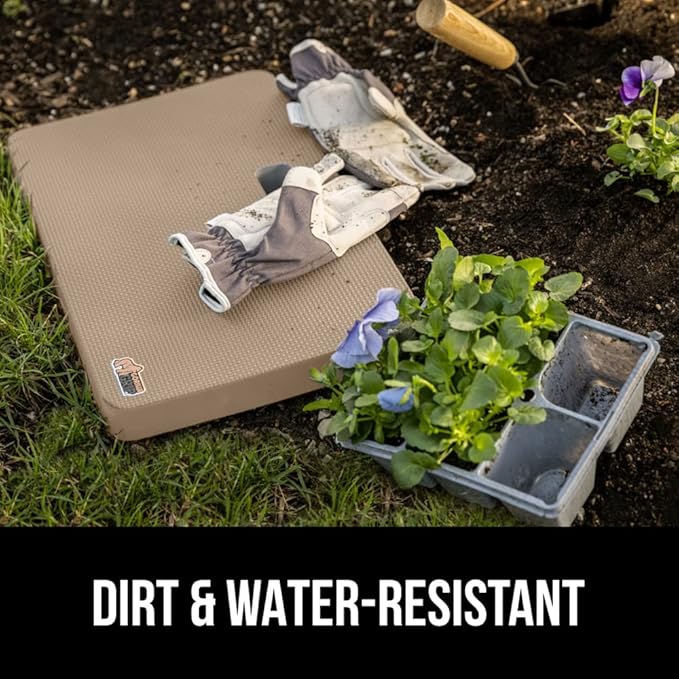 GORILLA GRIP Extra Thick Patent Pending Supportive Foam Kneeling Pad, Large Cushion Knee Pads for Gardening, Baby Bath Time, Dirt and Water Resistant, Workout and Garden Supplies, 17.5x11, Beige