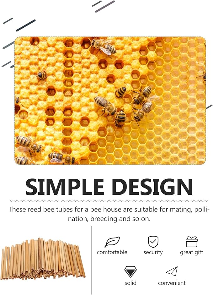 100PCS Mason Bee Tubes, Phragmite Reed Bee Tubes, Honeycomb Reed Tubes Bees House Nest for The Garden Pollinator House Gardening Gifts