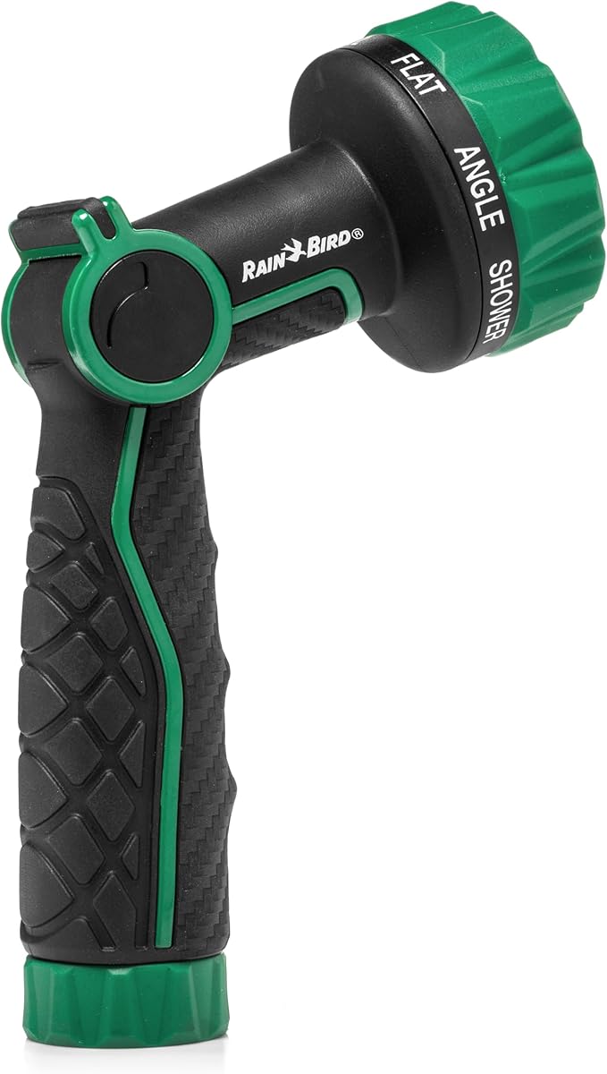 Rain Bird TCNZL8P Garden Hose Nozzle, Thumb Control, Carbon Fiber Texture, 8 Spray Patterns