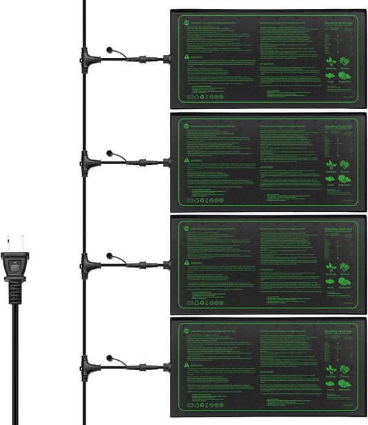 MET Certified 4 Pack Seedling Heat Mat, Seedfactor Waterproof Durable Germination Station Heat Mat, Warm Hydroponic Heating Pad for Indoor Home Gardening Seed Starter