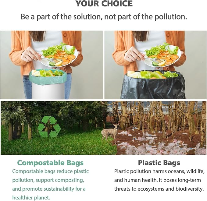 Compostable Trash Bags 1.2 Gallon 150 Packs,AYOTEE Compost Bags,Small Biodegradable Trash Bags Green Are Suitable For 1-2 Gallon And 4-8 Liter Small Trash bags can liner