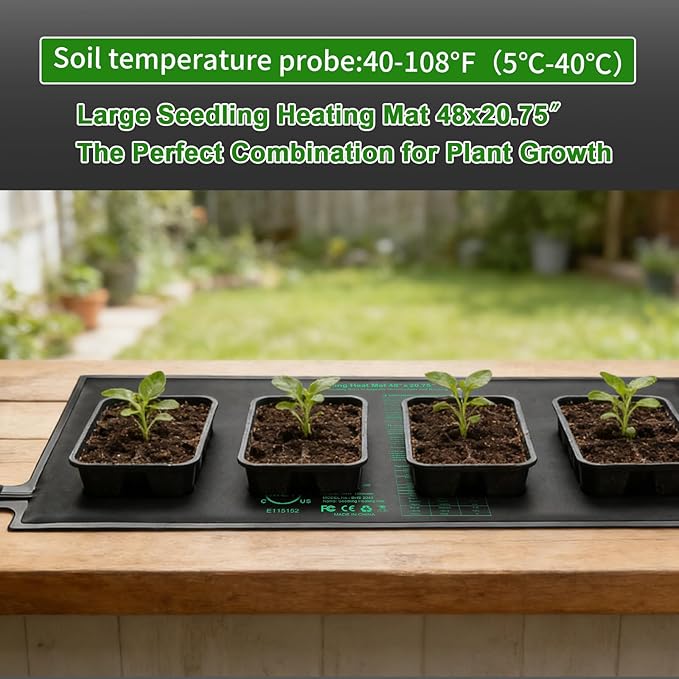 Seedling Heat Mat 48" x 20"in,Waterproof Heat Mats for Seed Starting,Plant Heating Mat for Seed Germination,Hydroponic Plant,Reptile Indoor
