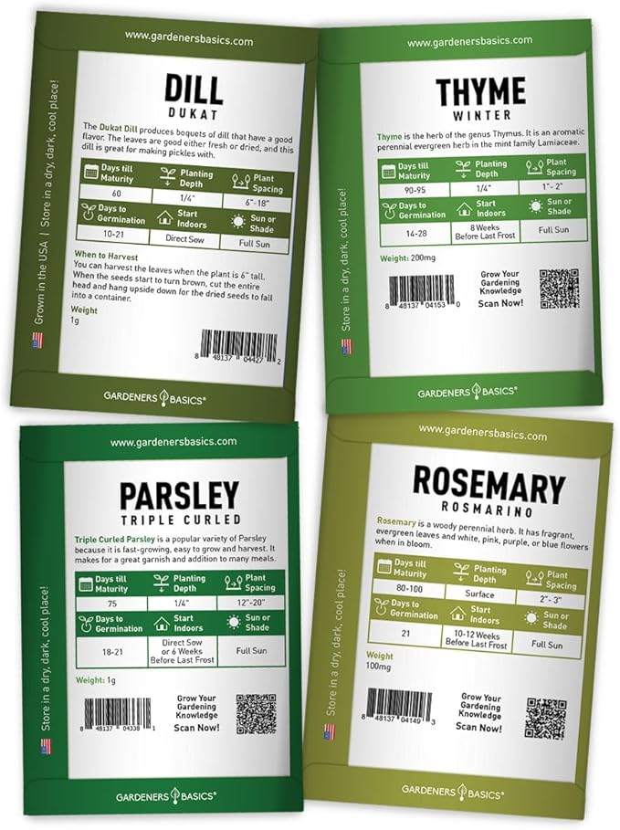 8 Herb Seed Starter Kit – Grow a Variety of Fresh Culinary Herbs – Non-GMO Heirloom Seeds, Complete Indoor & Outdoor Grow Kit, Perfect for Home Gardens & Cooking