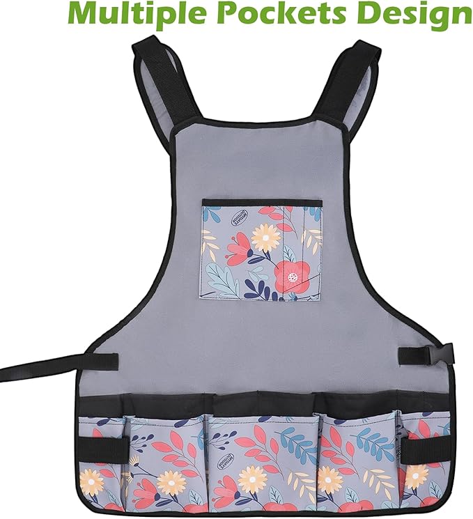 Laelr Garden Apron Oxford Cloth Work Apron With Pockets Adjustable Heavy Duty Tool Apron for Men & Women