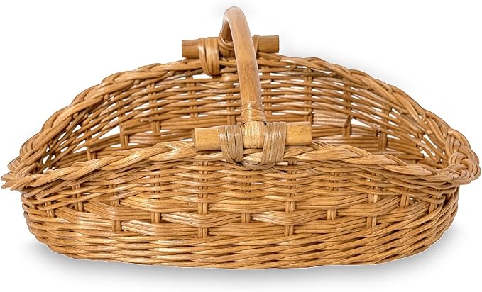 The Basket Lady Wicker Gathering Basket, Large, 22.5 in L x 12.5 in W x 12 in H, Sandstone (Sold Individually)