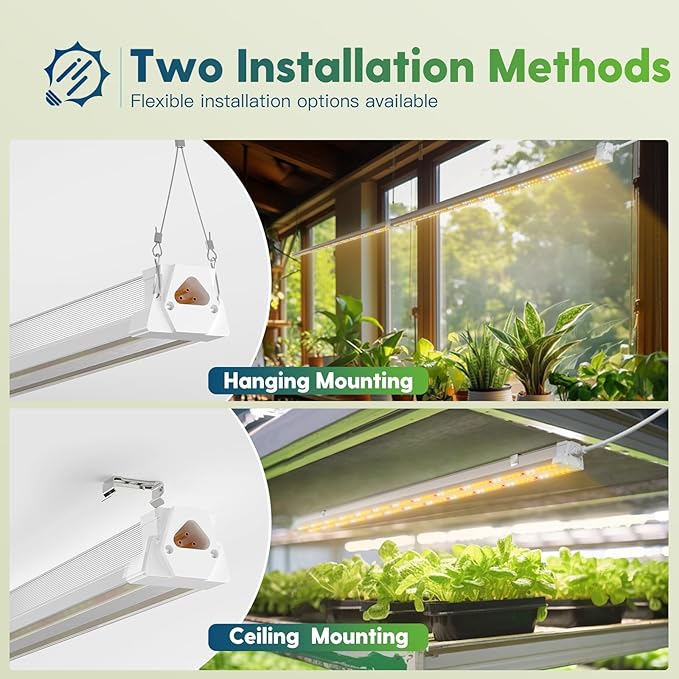 FREELICHT 4 Pack 4FT LED Grow Lights, 160W (4 x 40W,1080W Equivalent), Full Spectrum Sunlight Growing Lamp Fixture, Hanging Plant Light for Hydroponic Indoor Plants Seeding, Plug-in with On/Off Switch