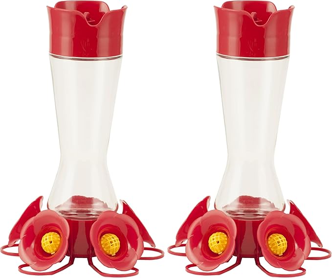 Perky-Pet 204CP-4 Favored Pinch-Waist Glass Hummingbird Feeder with Built-in Ant Moat and Bee Guards - 16 oz (Pack of 2)