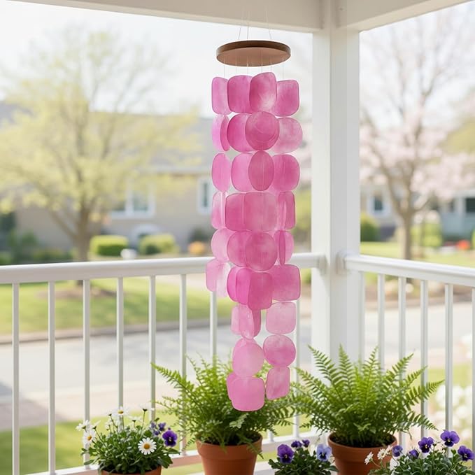 Solange & Frances Wind Chimes for Outdoors, Gifts for Mom, Wind Chimes for Outside and Outdoor Decor, Pink Decor for Women, Birthday Gifts for Women