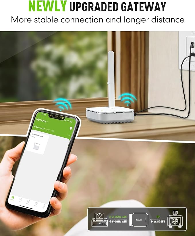 RAINPOINT Ethernet Gateway for WiFi Water Timer, Sprinkler Controller, Smart Hose Timer Valve, Drip Irrigation for Garden, Lawn, and Yard (Support WiFi & Ethernet Connection)