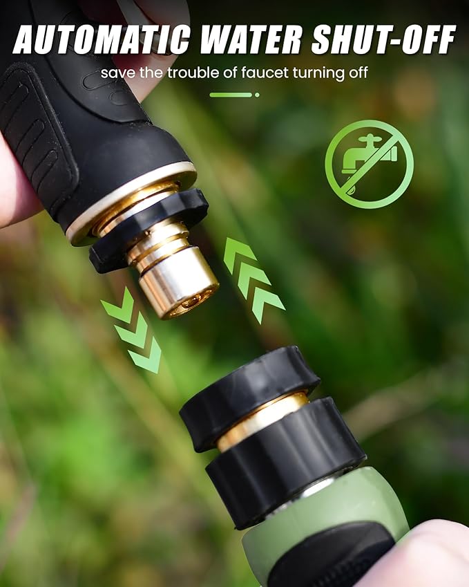 RAINPOINT Garden Hose Nozzle, 9 Spray Patterns Hose Sprayer Nozzle, Heavy Duty Metal Water Hose Nozzle, Adjustable Hand Sprayer, Watering Plants and Lawn, Pet Showering, Green