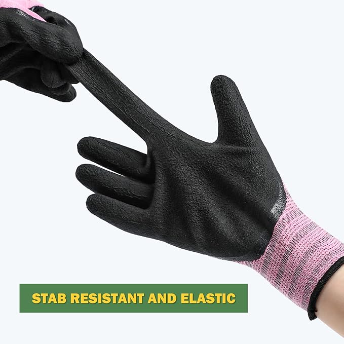 DOFOWORK Gardening Gloves - 6 Pair Gardening Gloves for Women/Men, Breathable Natural Latex Garden Gloves with Grip