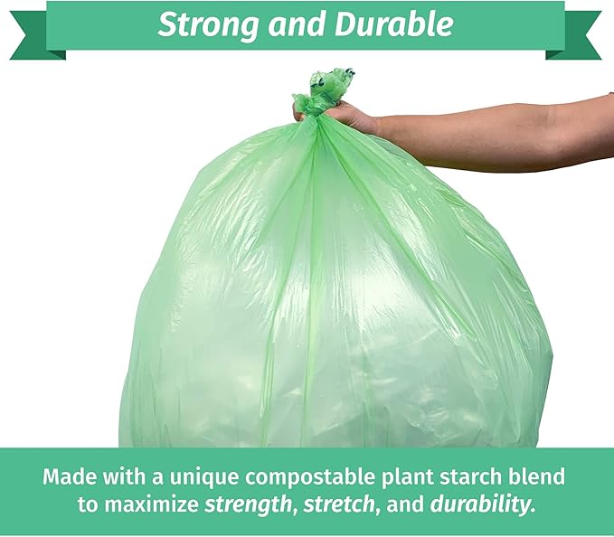 Reli. Compostable 33 Gallon Trash Bags | 40 Count | ASTM D6400 | Green | Eco-Friendly | For Compost