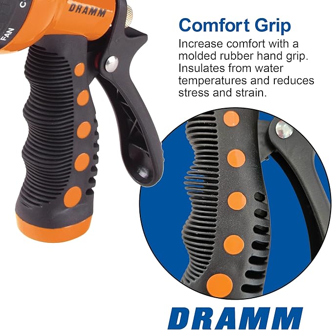 Dramm Revolver Heavy Duty Metal Garden Hose Nozzle – 9 Spray Patterns, High Pressure Jet, Thumb-Control Flow, Ergonomic Grip – Berry