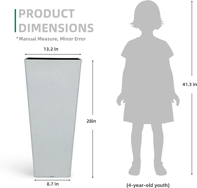 28" Tall Planters for Outdoor Plants, Extra-Large White Flower Pots for Blaconl, Porch, Living Room Corner, Garden, Patio, Deck Decor