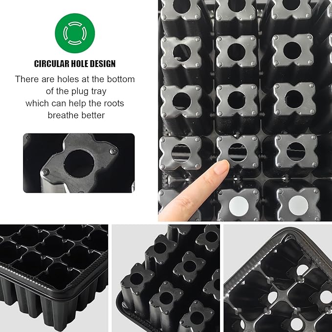 54 Cell Seed Starter Trays, 2.8" Deep Plug Tray Seedling for TD377 Nursery Tray, Super Thick Reusable Trays for Easy Transplantation (11.14inch ×14.6 inch, 5-Pack)
