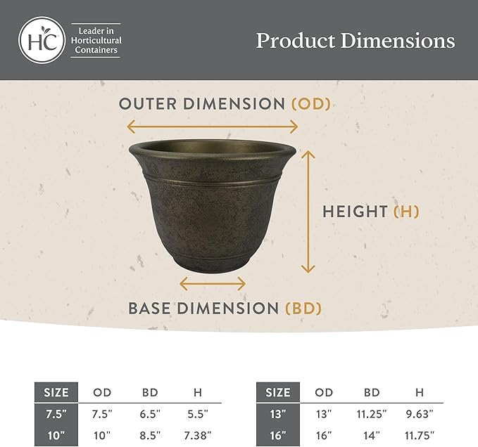 The HC Companies Sierra Round Self-Watering Pot - Lightweight Plastic Planter for Herbs & More - Durable Plant Pots for Indoor Plants & Outdoor Plants (7.5” Arizona Sand, Pack of 2)